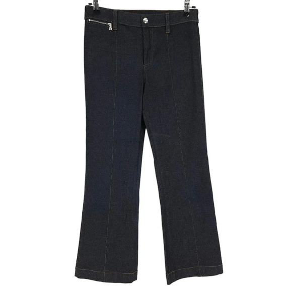 Club Monaco Cropped Flare Jeans Mid Rise Dark Wash Ralph Lauren Denim - Picture 1 of 6